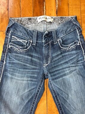 Realt Straight Leg Blue Denim Jeans with Contrast Stitching